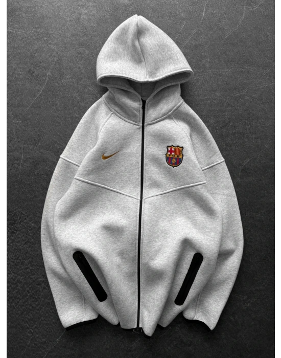 ORTA ŞERİT DETAY BRC OVERSİZE HIRKA BEYAZ