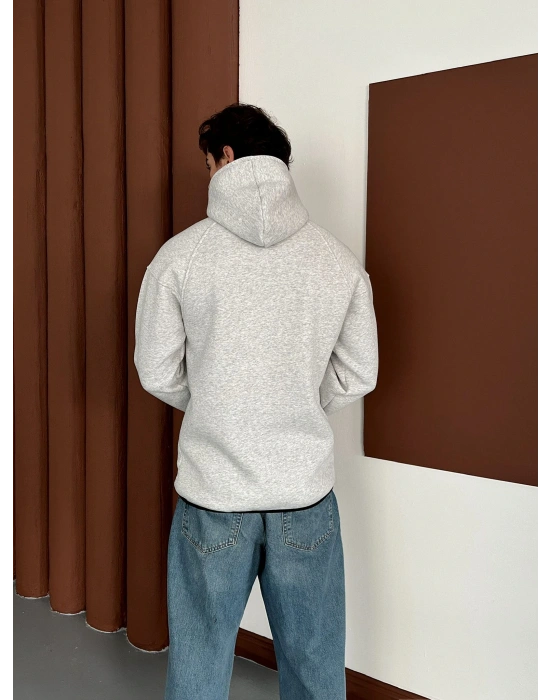 ORTA ŞERİT DETAY BRC OVERSİZE HIRKA BEYAZ