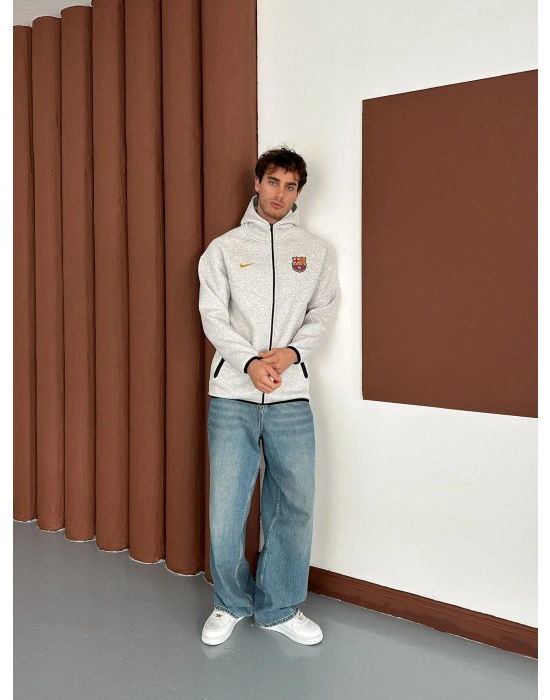 ORTA ŞERİT DETAY BRC OVERSİZE HIRKA BEYAZ