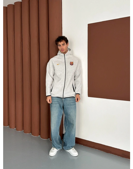 ORTA ŞERİT DETAY BRC OVERSİZE HIRKA BEYAZ