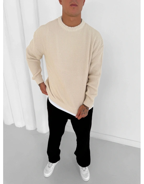 OVERSİZE KALIP TRİKO KAZAK KREM