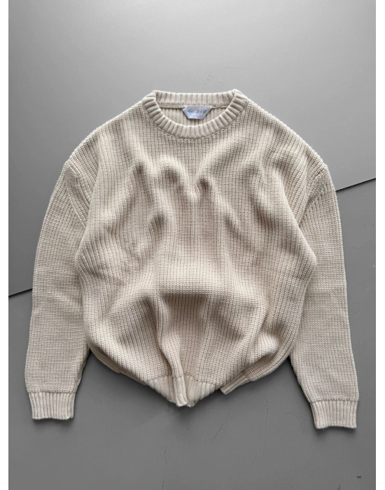 OVERSİZE KALIP TRİKO KAZAK KREM