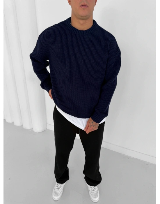 OVERSİZE KALIP TRİKO KAZAK LACİVERT