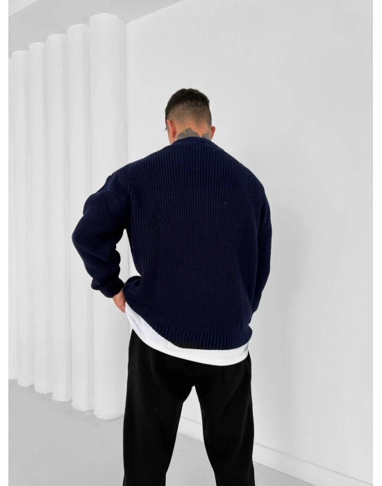 OVERSİZE KALIP TRİKO KAZAK LACİVERT