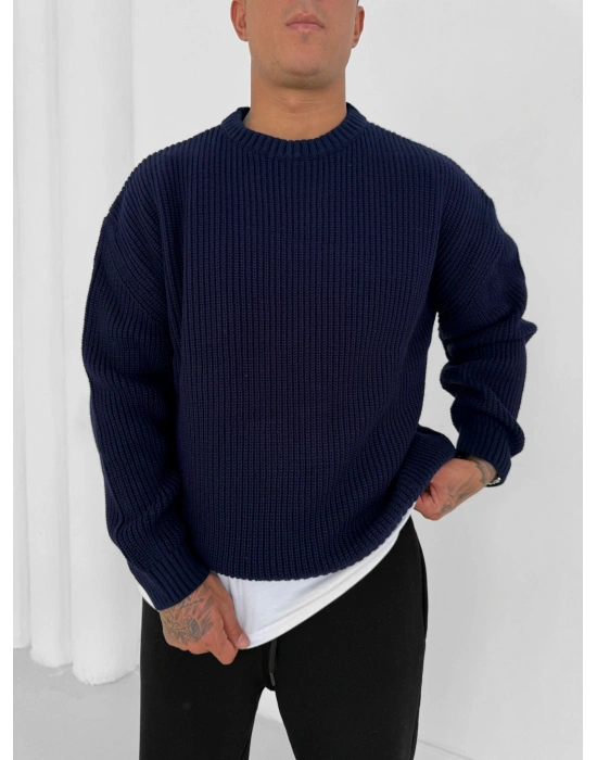 OVERSİZE KALIP TRİKO KAZAK LACİVERT