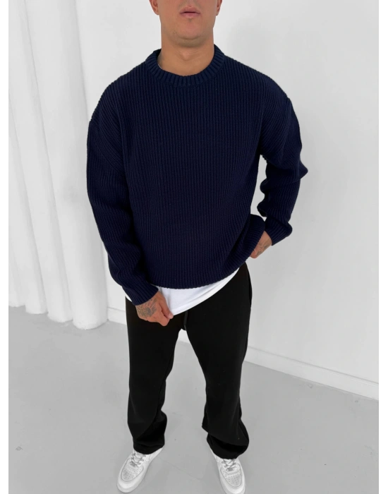 OVERSİZE KALIP TRİKO KAZAK LACİVERT