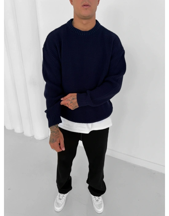 OVERSİZE KALIP TRİKO KAZAK LACİVERT