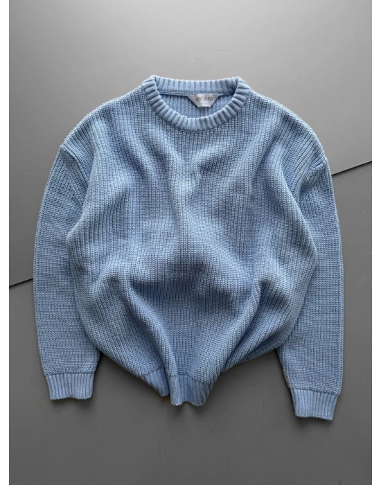 OVERSİZE KALIP TRİKO KAZAK MAVİ