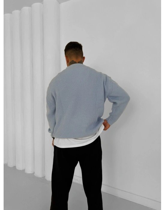 OVERSİZE KALIP TRİKO KAZAK MAVİ