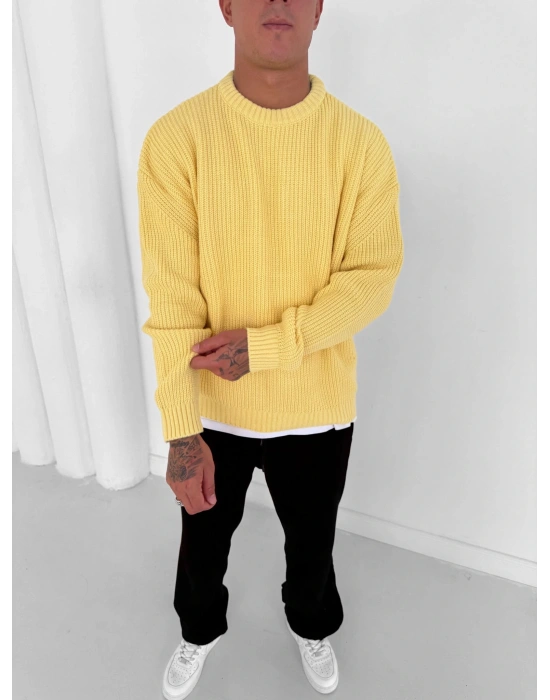 OVERSİZE KALIP TRİKO KAZAK SARI