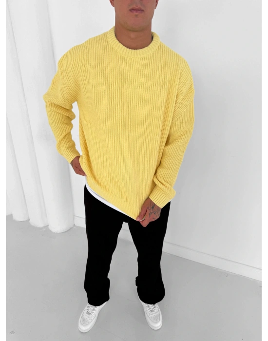 OVERSİZE KALIP TRİKO KAZAK SARI