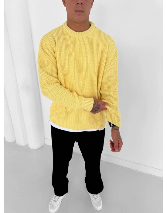 OVERSİZE KALIP TRİKO KAZAK SARI