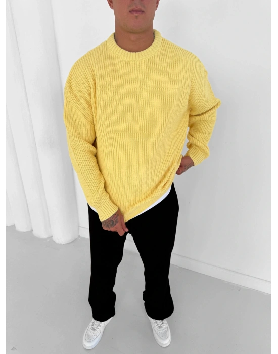 OVERSİZE KALIP TRİKO KAZAK SARI