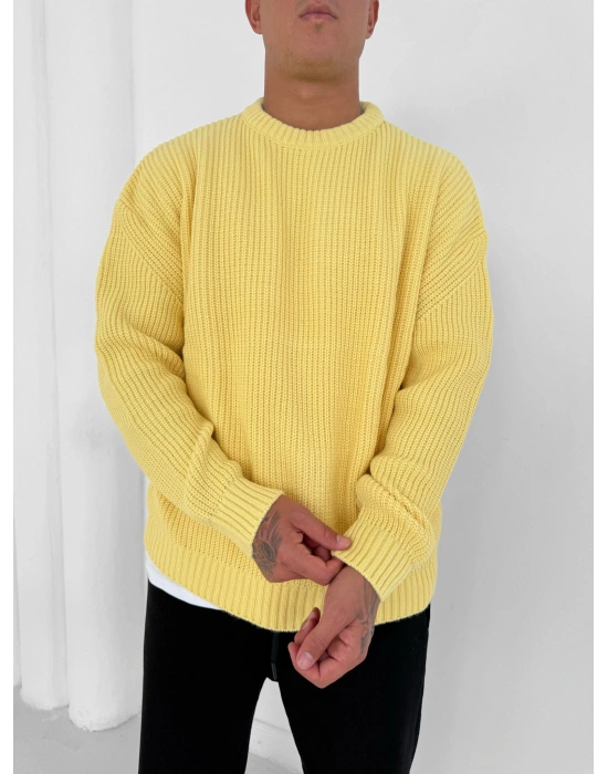 OVERSİZE KALIP TRİKO KAZAK SARI