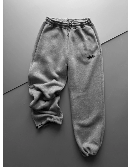 ÖZEL SERİ BASKILI STW PAÇA LASTİKLİ EŞOFMAN ALTI GRİ