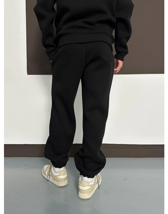 ÖZEL SERİ BASKILI STW PAÇA LASTİKLİ EŞOFMAN ALTI SİYAH