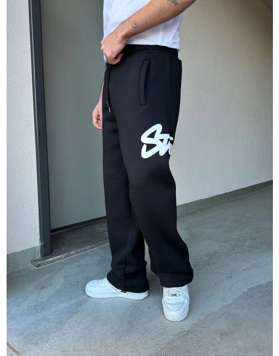 ÖZEL SERİ BÜYÜK BASKI STW PAÇA AYARLANABİLİR BAGGY EŞOFMAN ALTI SİYAH