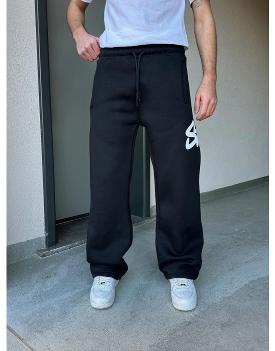 ÖZEL SERİ BÜYÜK BASKI STW PAÇA AYARLANABİLİR BAGGY EŞOFMAN ALTI SİYAH