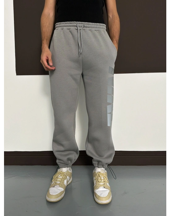 ÖZEL SERİ BÜYÜK NK REFLEKTÖRLÜ PAÇA LASTİKLİ EŞOFMAN ALTI GRİ