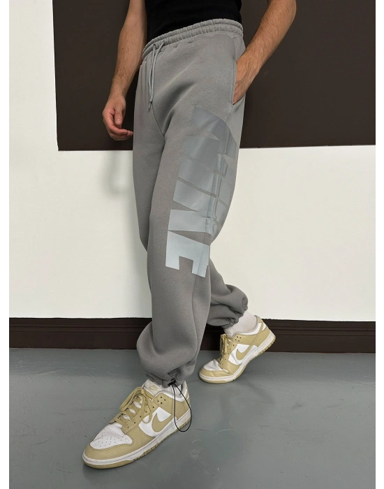 ÖZEL SERİ BÜYÜK NK REFLEKTÖRLÜ PAÇA LASTİKLİ EŞOFMAN ALTI GRİ