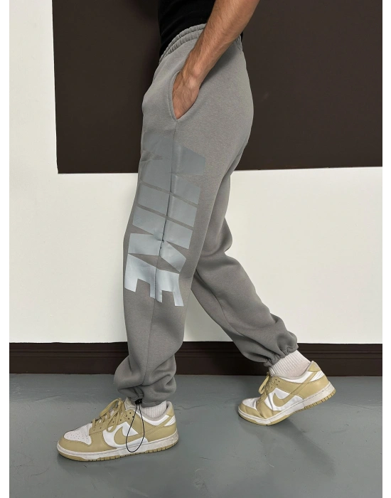 ÖZEL SERİ BÜYÜK NK REFLEKTÖRLÜ PAÇA LASTİKLİ EŞOFMAN ALTI GRİ