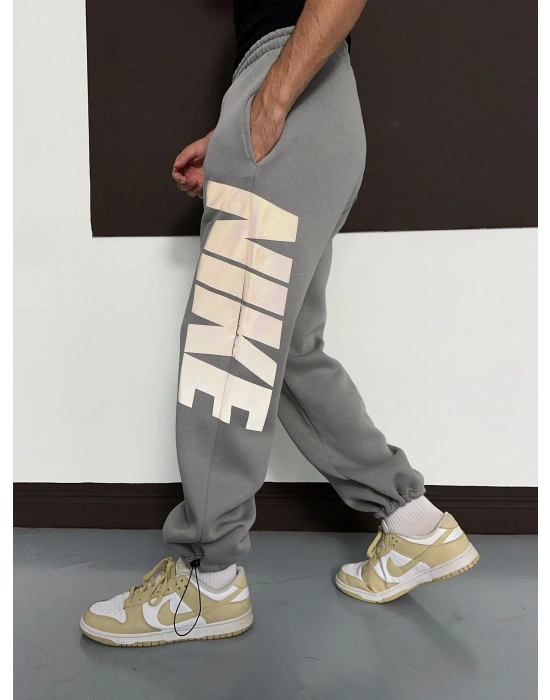 ÖZEL SERİ BÜYÜK NK REFLEKTÖRLÜ PAÇA LASTİKLİ EŞOFMAN ALTI GRİ