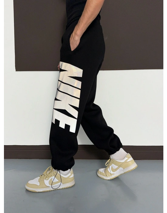 ÖZEL SERİ BÜYÜK NK REFLEKTÖRLÜ PAÇA LASTİKLİ EŞOFMAN ALTI SİYAH