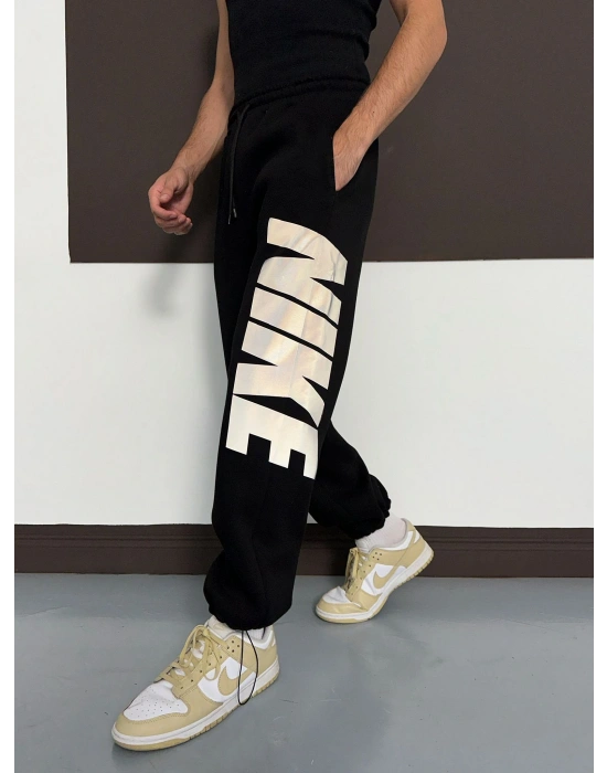 ÖZEL SERİ BÜYÜK NK REFLEKTÖRLÜ PAÇA LASTİKLİ EŞOFMAN ALTI SİYAH