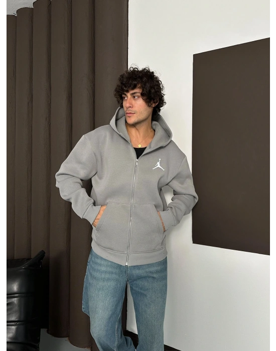 ÖZEL SERİ JORDAN OVERSİZE KAPÜŞONLU HIRKA GRİ