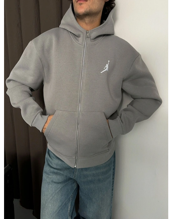 ÖZEL SERİ JORDAN OVERSİZE KAPÜŞONLU HIRKA GRİ