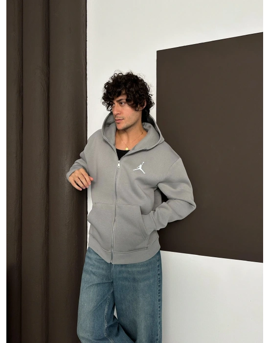 ÖZEL SERİ JORDAN OVERSİZE KAPÜŞONLU HIRKA GRİ