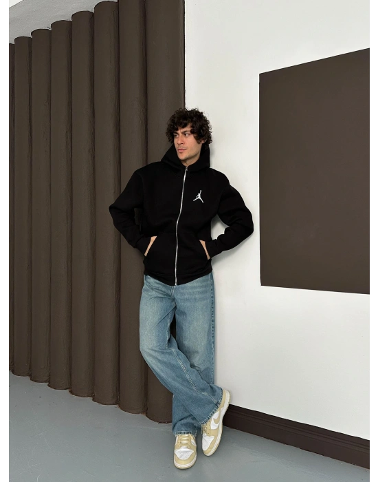 ÖZEL SERİ JORDAN OVERSİZE KAPÜŞONLU HIRKA SİYAH