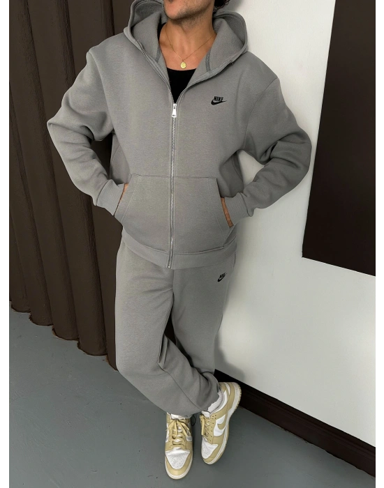 ÖZEL SERİ NK BASKI DETAY OVERSİZE EŞOFMAN TAKIMI GRİ