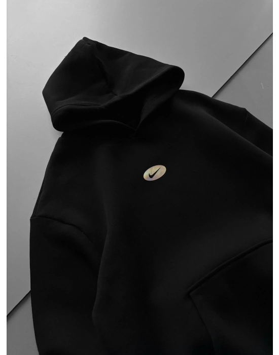 ÖZEL SERİ NK HOLOGRAM BASKI OVERSİZE KAPÜŞONLU SWEAT SİYAH