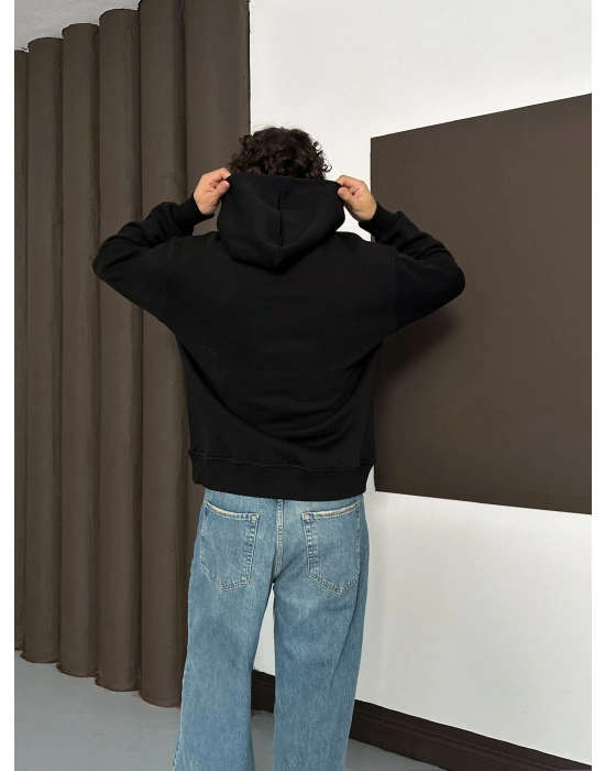 ÖZEL SERİ NK HOLOGRAM BASKI OVERSİZE KAPÜŞONLU SWEAT SİYAH