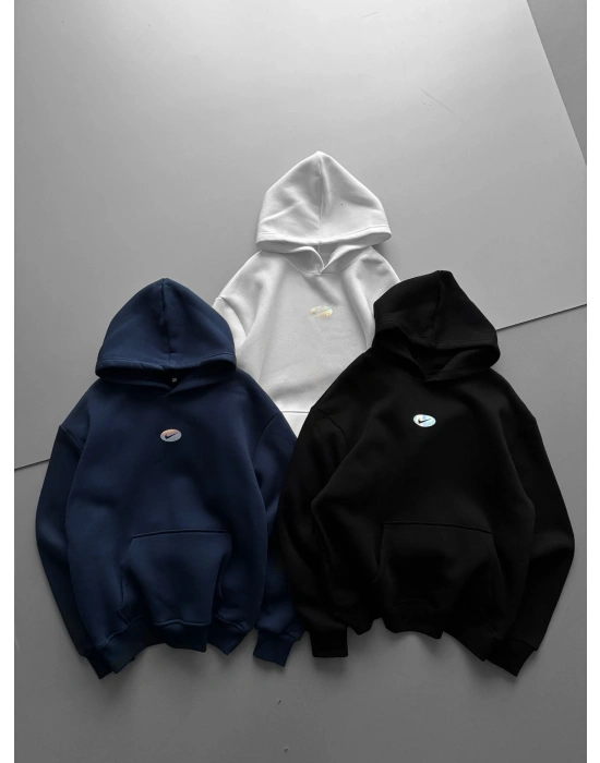 ÖZEL SERİ NK HOLOGRAM BASKI OVERSİZE KAPÜŞONLU SWEAT SİYAH