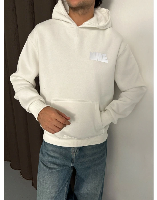 ÖZEL SERİ NK REFLEKTÖRLÜ OVERSİZE KAPÜŞONLU SWEAT BEYAZ
