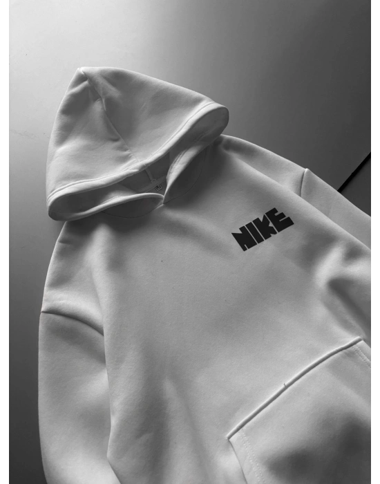 ÖZEL SERİ NK REFLEKTÖRLÜ OVERSİZE KAPÜŞONLU SWEAT BEYAZ