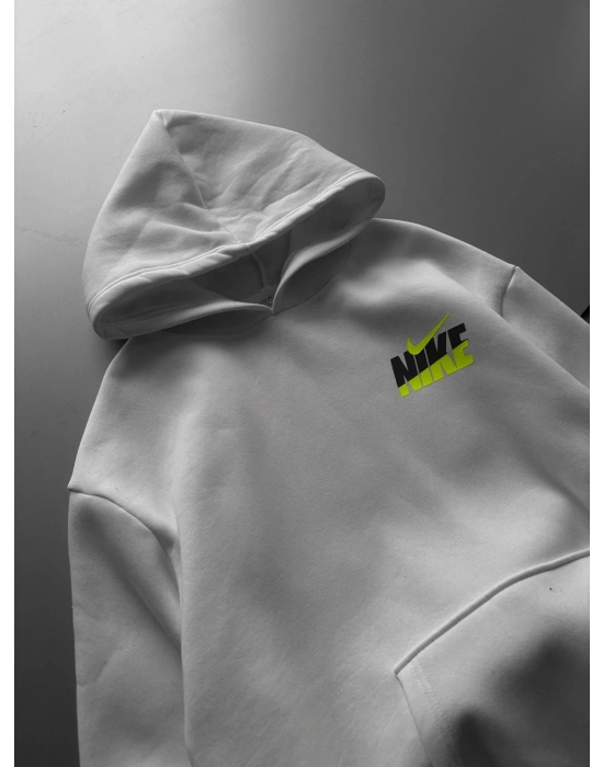 ÖZEL SERİ NK YARI REFLEKTÖRLÜ OVERSİZE KAPÜŞONLU SWEAT BEYAZ