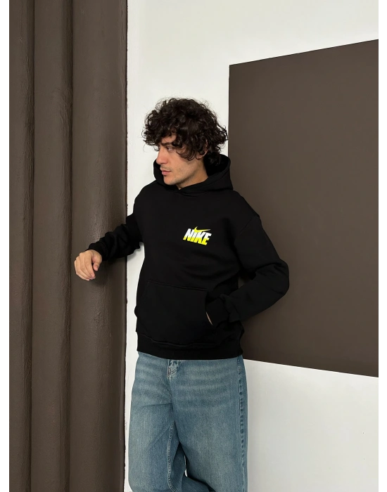 ÖZEL SERİ NK YARI REFLEKTÖRLÜ OVERSİZE KAPÜŞONLU SWEAT SİYAH