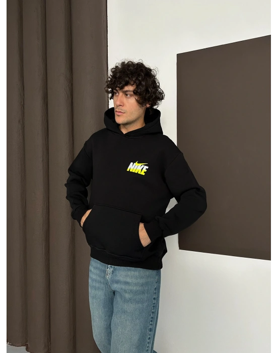 ÖZEL SERİ NK YARI REFLEKTÖRLÜ OVERSİZE KAPÜŞONLU SWEAT SİYAH