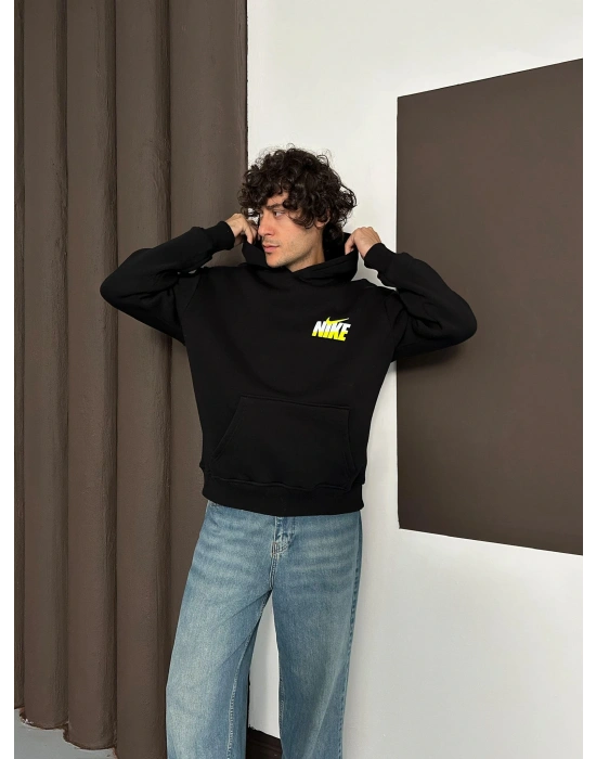 ÖZEL SERİ NK YARI REFLEKTÖRLÜ OVERSİZE KAPÜŞONLU SWEAT SİYAH