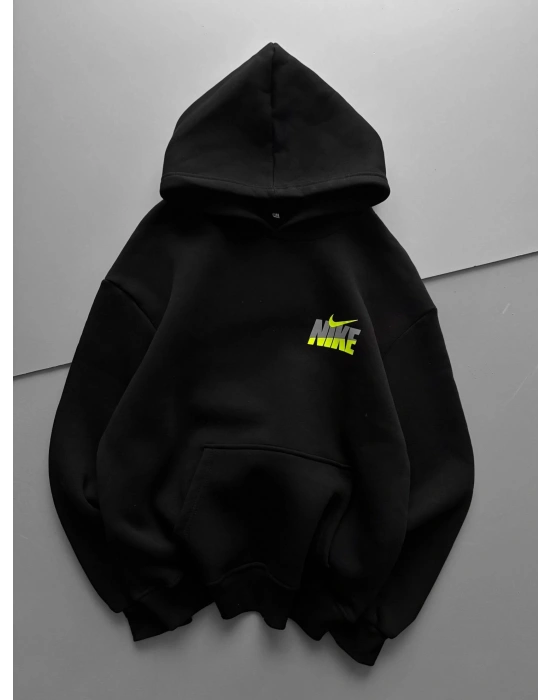 ÖZEL SERİ NK YARI REFLEKTÖRLÜ OVERSİZE KAPÜŞONLU SWEAT SİYAH