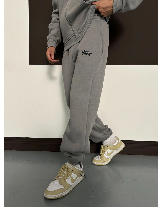 ÖZEL SERİ STW BASKI DETAY OVERSİZE EŞOFMAN TAKIMI GRİ