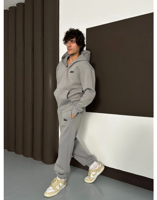 ÖZEL SERİ STW BASKI DETAY OVERSİZE EŞOFMAN TAKIMI GRİ