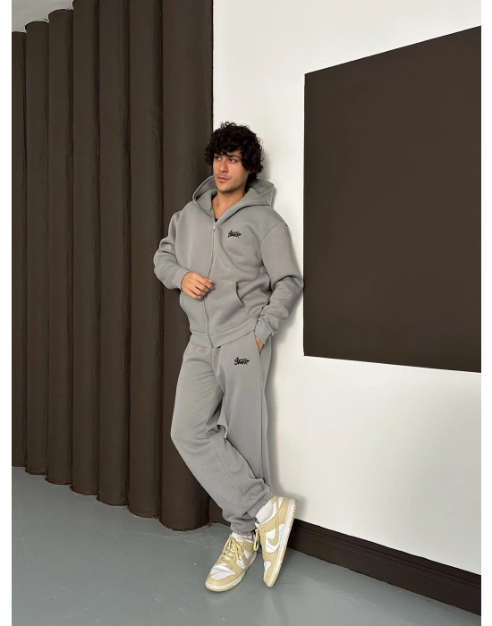 ÖZEL SERİ STW BASKI DETAY OVERSİZE EŞOFMAN TAKIMI GRİ