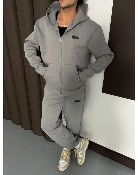 ÖZEL SERİ STW BASKI DETAY OVERSİZE EŞOFMAN TAKIMI GRİ