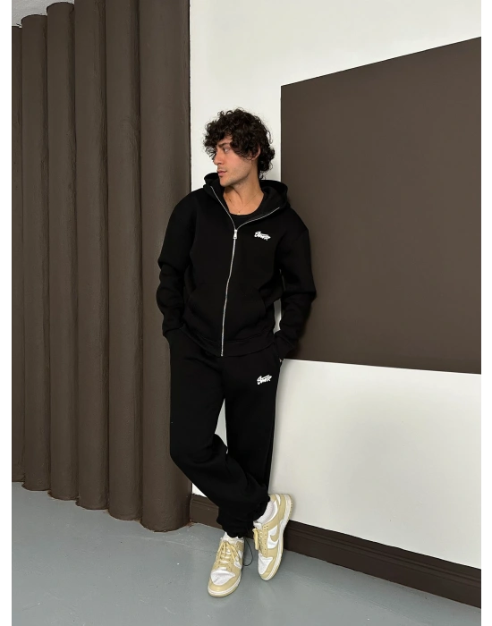 ÖZEL SERİ STW BASKI DETAY OVERSİZE EŞOFMAN TAKIMI SİYAH