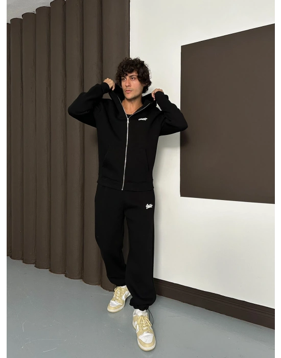 ÖZEL SERİ STW BASKI DETAY OVERSİZE EŞOFMAN TAKIMI SİYAH