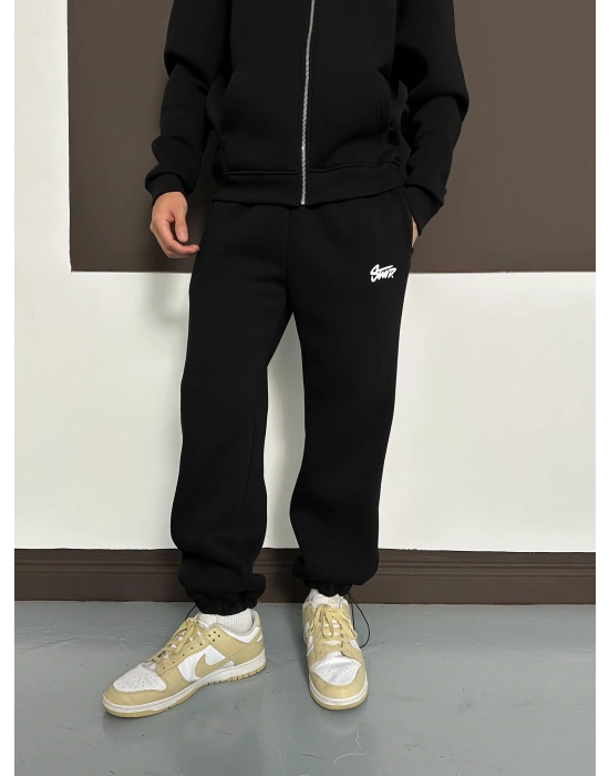 ÖZEL SERİ STW BASKI DETAY OVERSİZE EŞOFMAN TAKIMI SİYAH